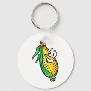 happy face corn on the cob keychain