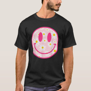 Happy Face Daisy Flower Preppy Aesthetic Smile Fac T-Shirt