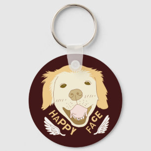 Happy Face Dog Doodle Art Keychain