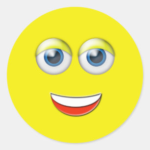 Happy Face Emoji Classic Round Sticker