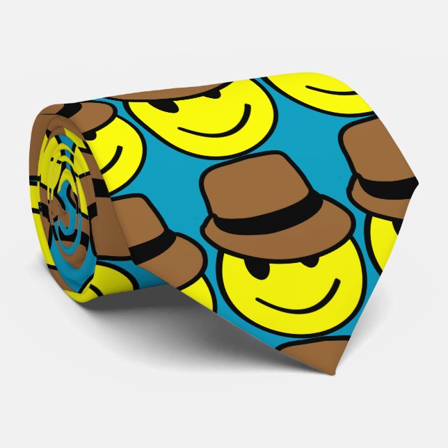 Happy Face Fedora Tie (Rolled)