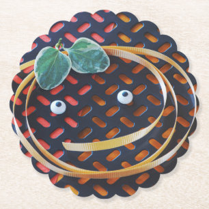 Happy face for summer fall orange colours seasons paper coaster