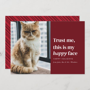 Happy Face Funny Pet Photo Christmas Holiday Card