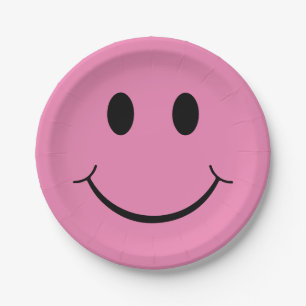 Happy Face Graphic   Pink Paper Plate