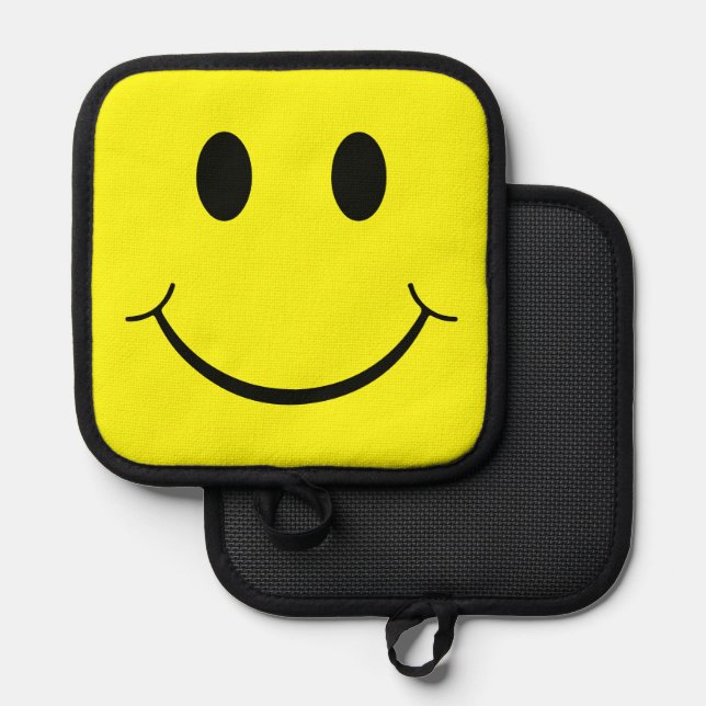 Happy Face Graphic | Yellow Pot Holder (Front/Back)