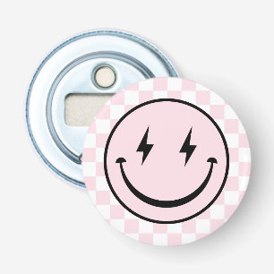 Happy Face Groovy Pink Girl Birthday  Bottle Opener