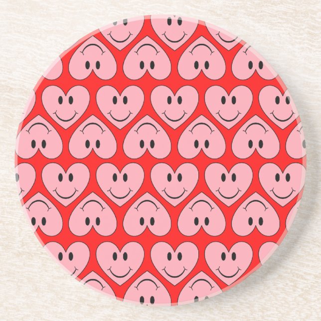 Happy Face Heart Coaster (Front)