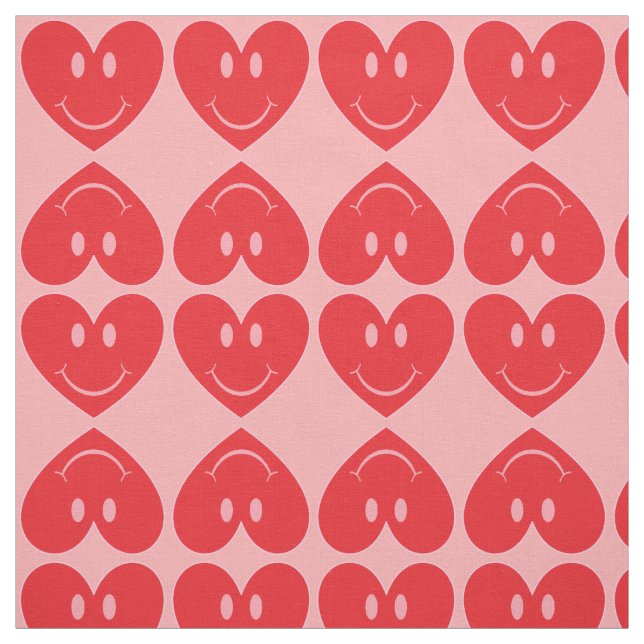 Happy Face Heart Fabric (Swatch)