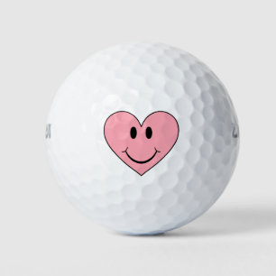 Happy Face Heart Golf Balls