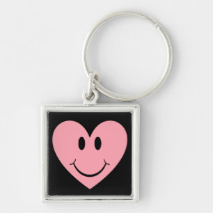 Happy Face Heart Keychain