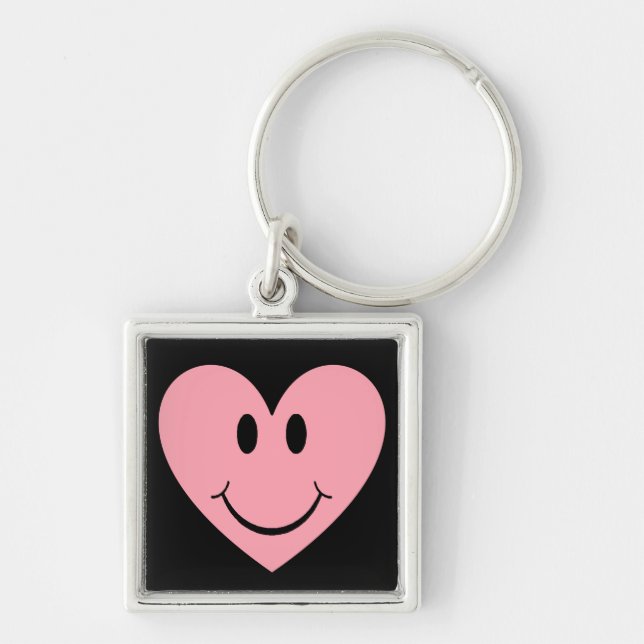 Happy Face Heart Keychain (Front)