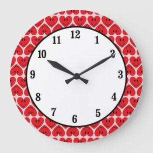 Happy Face Heart Large Clock