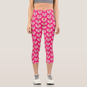 Happy Face Hearts Capri Leggings