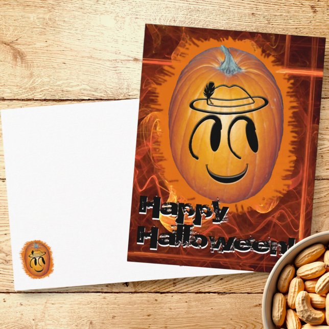 Happy Face Jack-O-Lantern Postcard (Front and back halloween postcard)