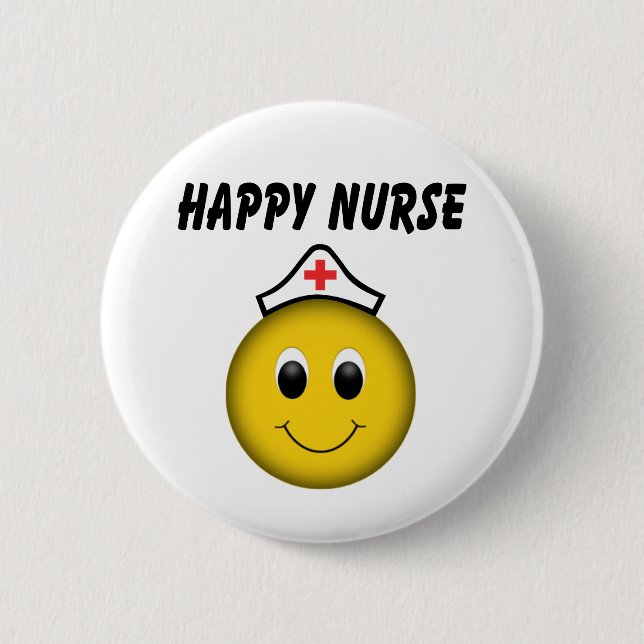 Happy Face Nurse 2 Inch Round Button (Front)