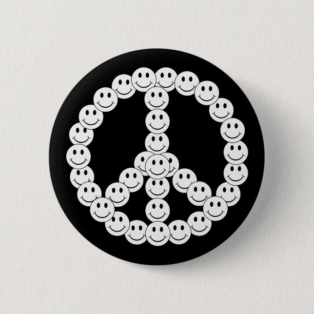 Happy Face Peace 2 Inch Round Button (Front)