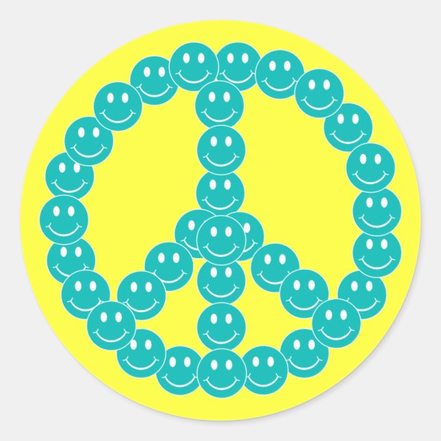 Happy Face Peace Classic Round Sticker (Front)