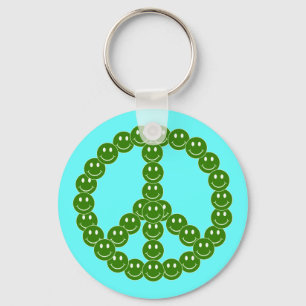 Happy Face Peace Keychain