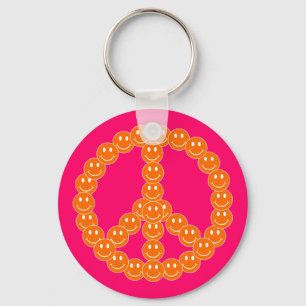 Happy Face Peace Keychain