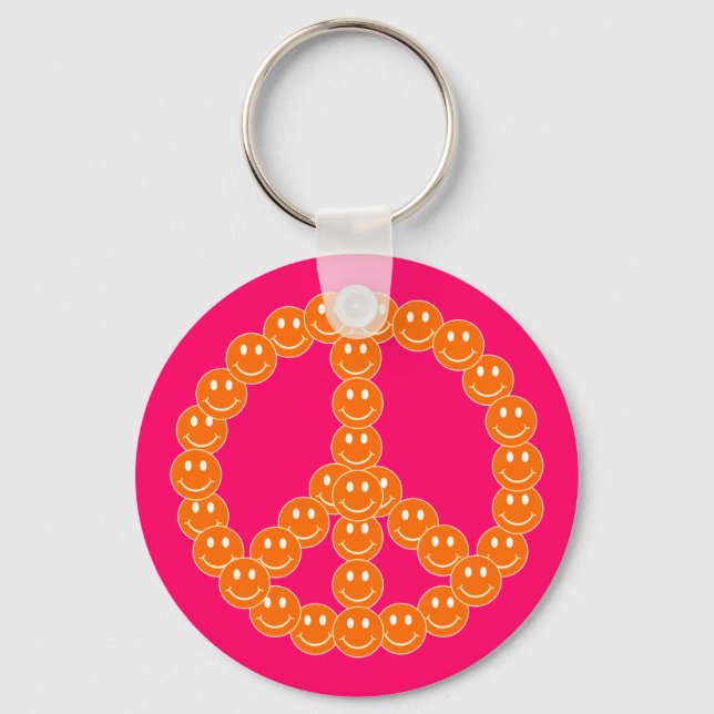 Happy Face Peace Keychain (Front)