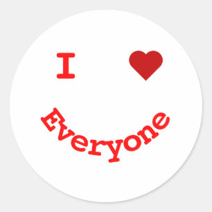 Happy Face Personalized I Heart Everyone Classic Round Sticker