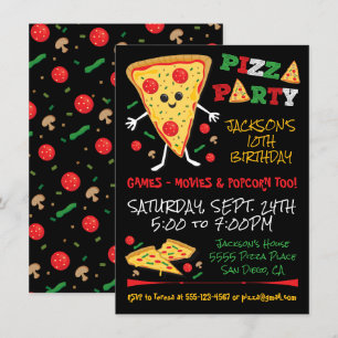 Happy Face Pizza Anniversaire Fête Invitation