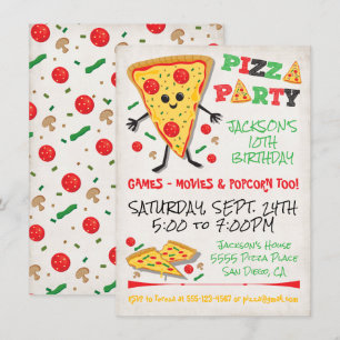 Happy Face Pizza Anniversaire Fête Invitation