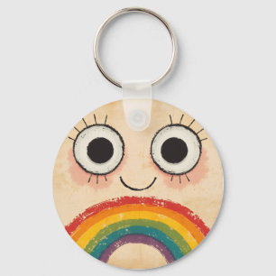 HAPPY FACE RAINBOW KEYCHAIN