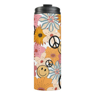 Happy Face, Retro Floral & Peace Thermal Tumbler