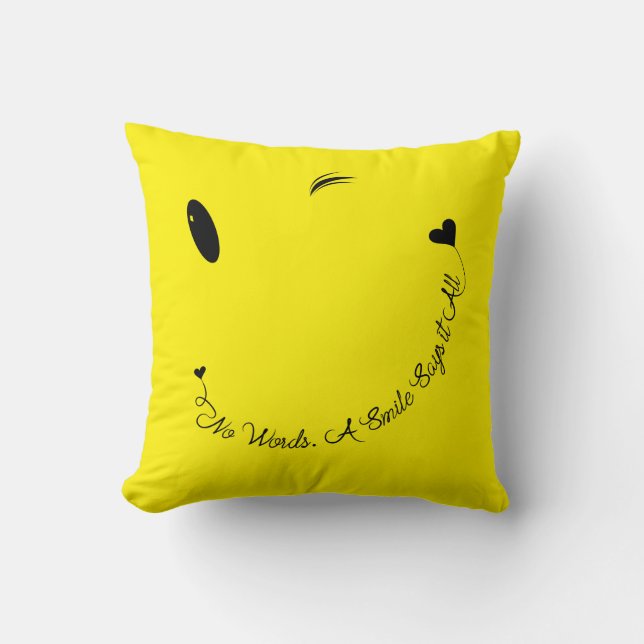 Happy Face Smile Throw Pillow (Front)