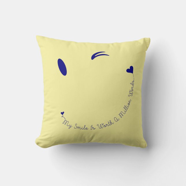 Happy Face Smile Throw Pillow (Front)