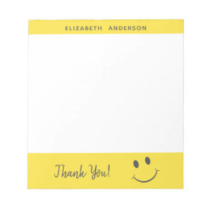 Happy Face Smiling Thank You Add Name Notepad