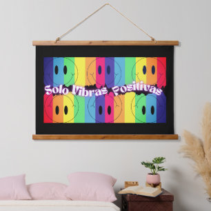 Happy Face Spanish Wording   Inspirational Quote Hanging Tapestry