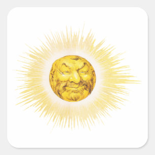 Happy face Sun Square Sticker