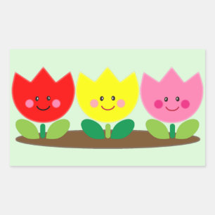 Happy Face Tulip Flowers Garden art Sticker