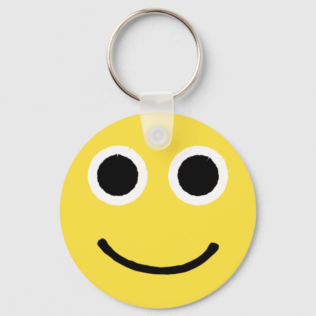 Happy Face Yellow Smiling Emoticon Emoji Keychain (Front)