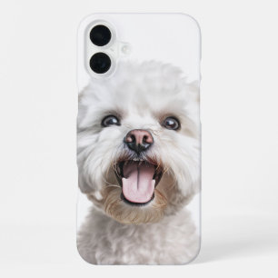 HAPPY FACED WHITE BICHON FRISE PUPPY DOG iPhone 16 PLUS CASE