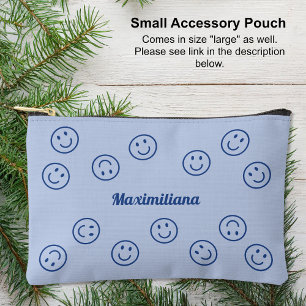 Happy Faces Blue - PETIT sac d'accessoires