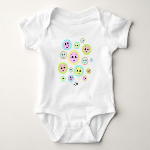 Happy faces in pastel - fun and cute  baby bodysuit