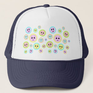 Happy faces in pastel - fun and cute trucker hat