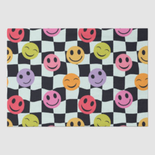 Happy Faces on Warped Black and White Chequerboard Tissue Paper