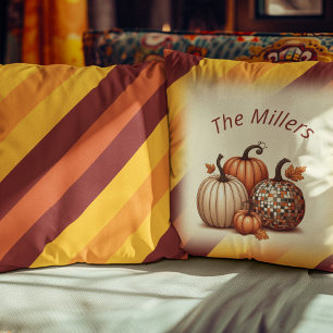 Happy Fall Autumn coloured pattern personalized Throw Pillow