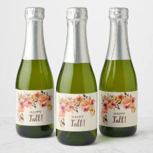 Happy Fall! Autumn Floral Swag Mini Sparkling Wine Label