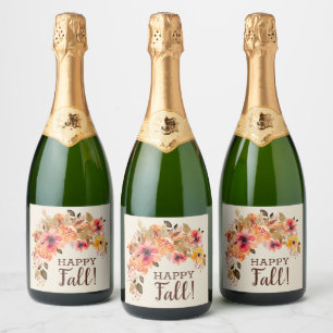 Happy Fall! Autumn Floral Swag Sparkling Wine Label