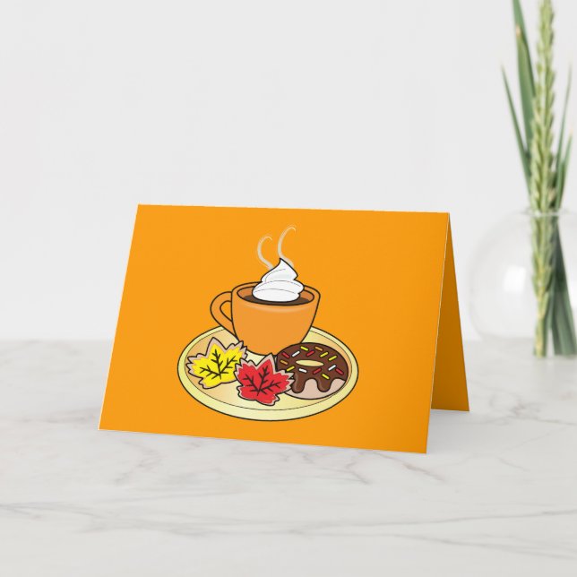 Happy Fall Card with Pumpkin Coffee and Treats (Front)
