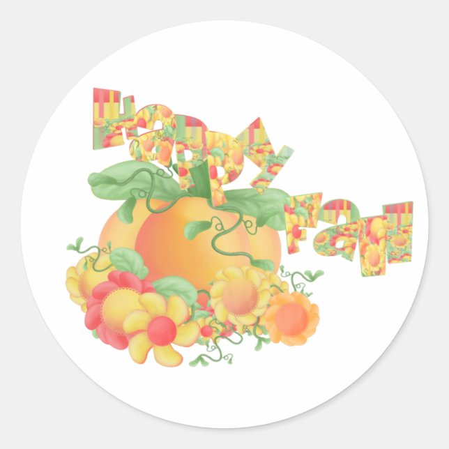 Happy Fall Classic Round Sticker (Front)
