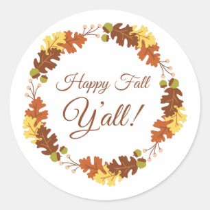 Happy Fall Classic Round Sticker