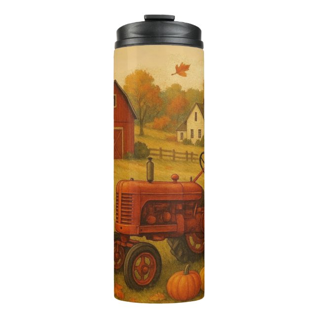 Happy fall classic tractor and farm thermal tumbler (Front)