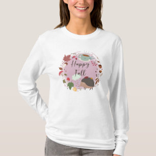 Happy Fall Cozy Hedgehog Autumn Seasona T-Shirt