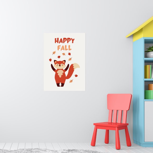 Happy Fall Cute Fox  Poster (Nursery 1)